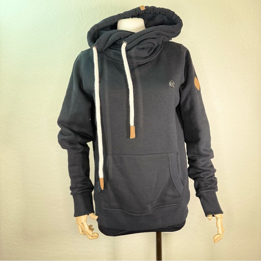Kazane Britta Mock Cowlneck Fleece Pullover Sweatshirt Hoodie Size Large EUC